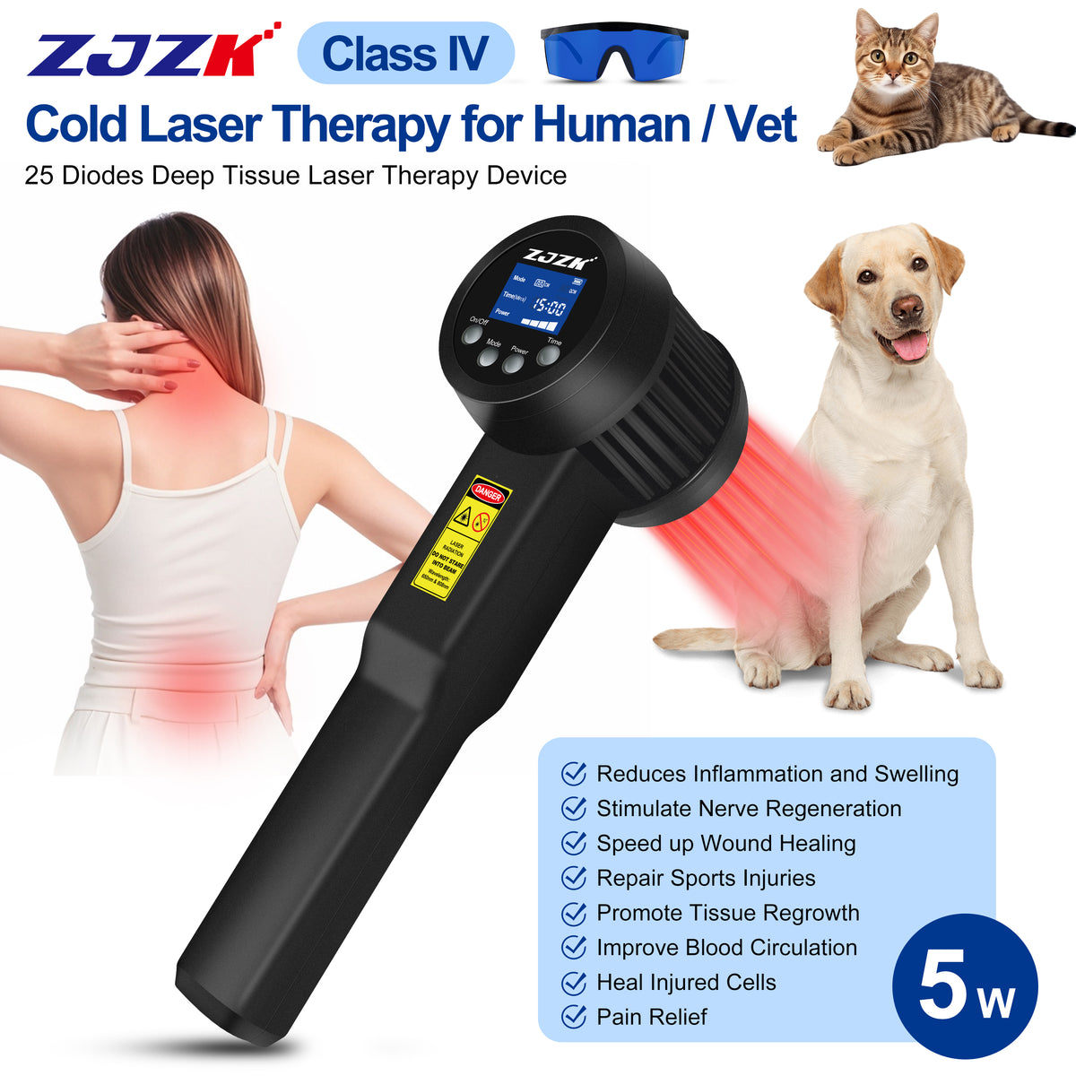 ZJZK 3-12W High Powered Handheld Cold Laser Therapy Device