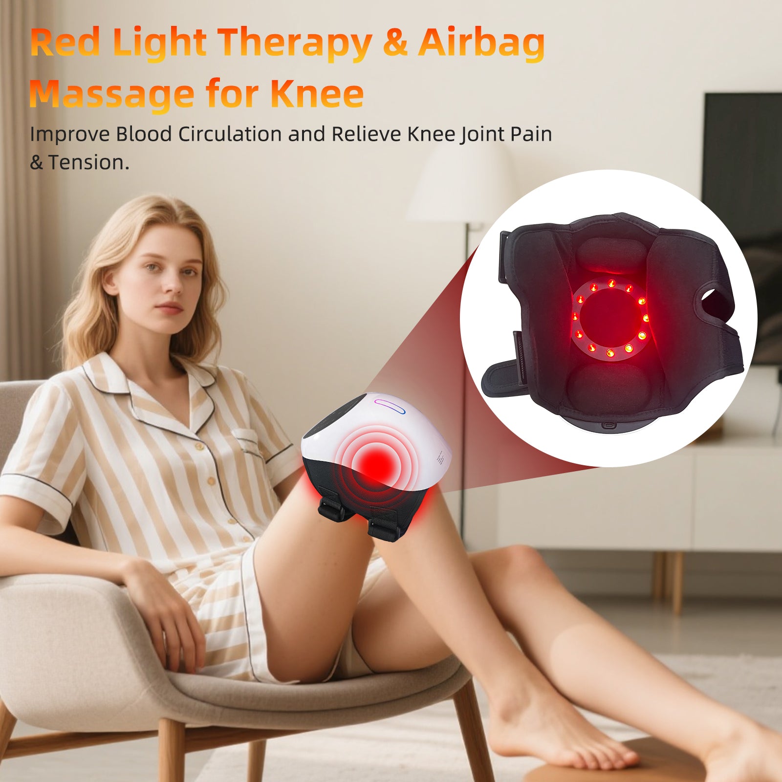 Cordless Knee Massager with 3 Levels Heat and 3 Vibration LED Touch Sc ZJZK Shop Cordless Knee Massager with 3 Levels Heat and 3 Vibration LED Touch Sc ZJZK Shop